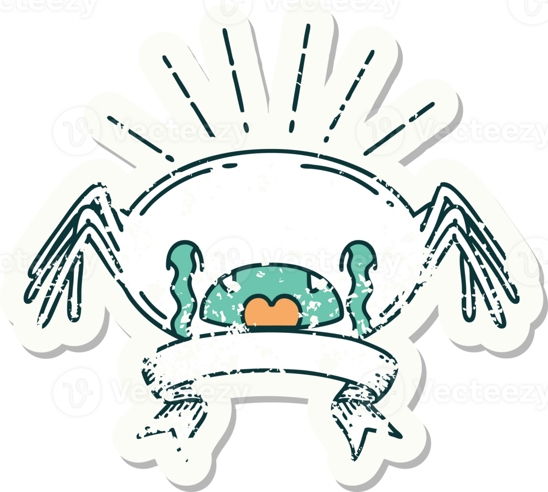 worn old sticker of a tattoo style crying spider png