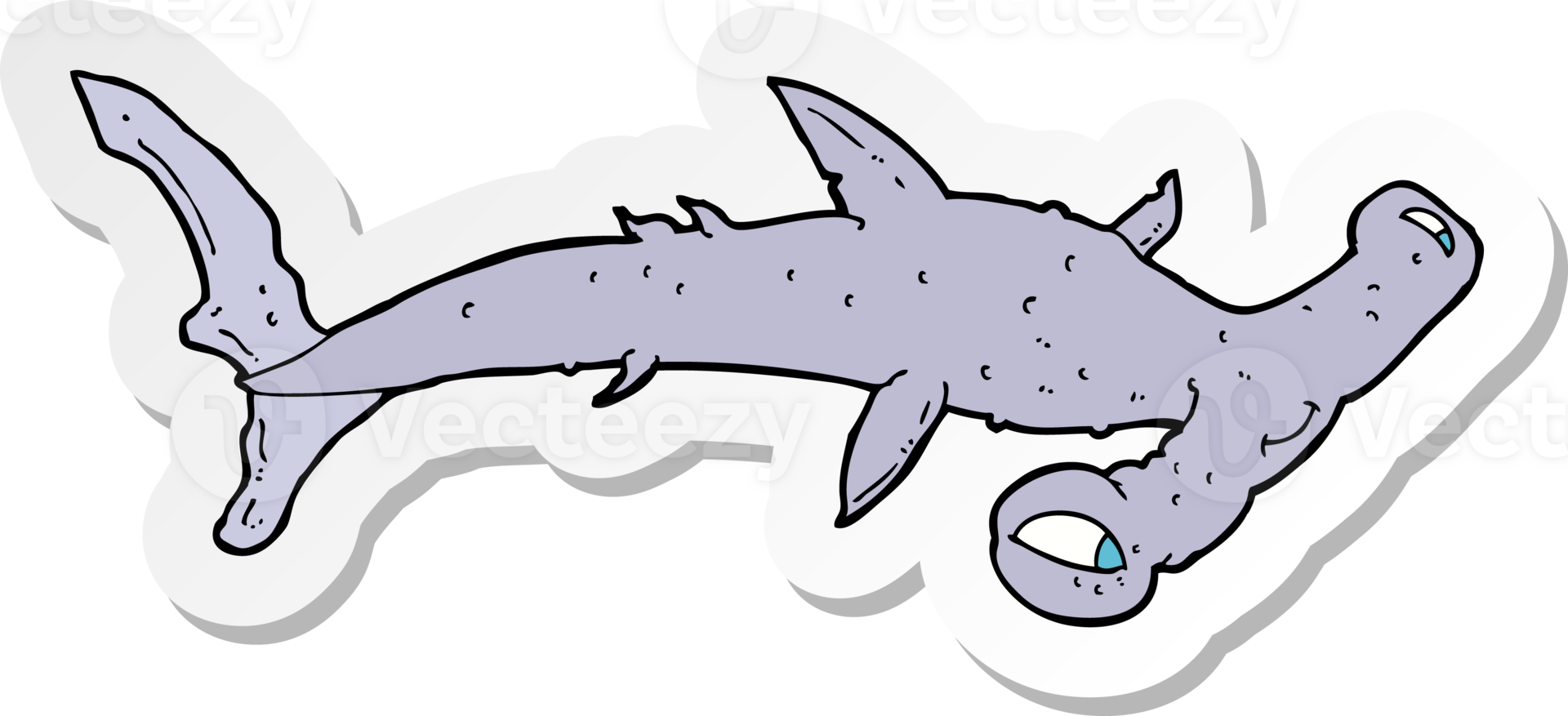 sticker of a cartoon hammerhead shark png