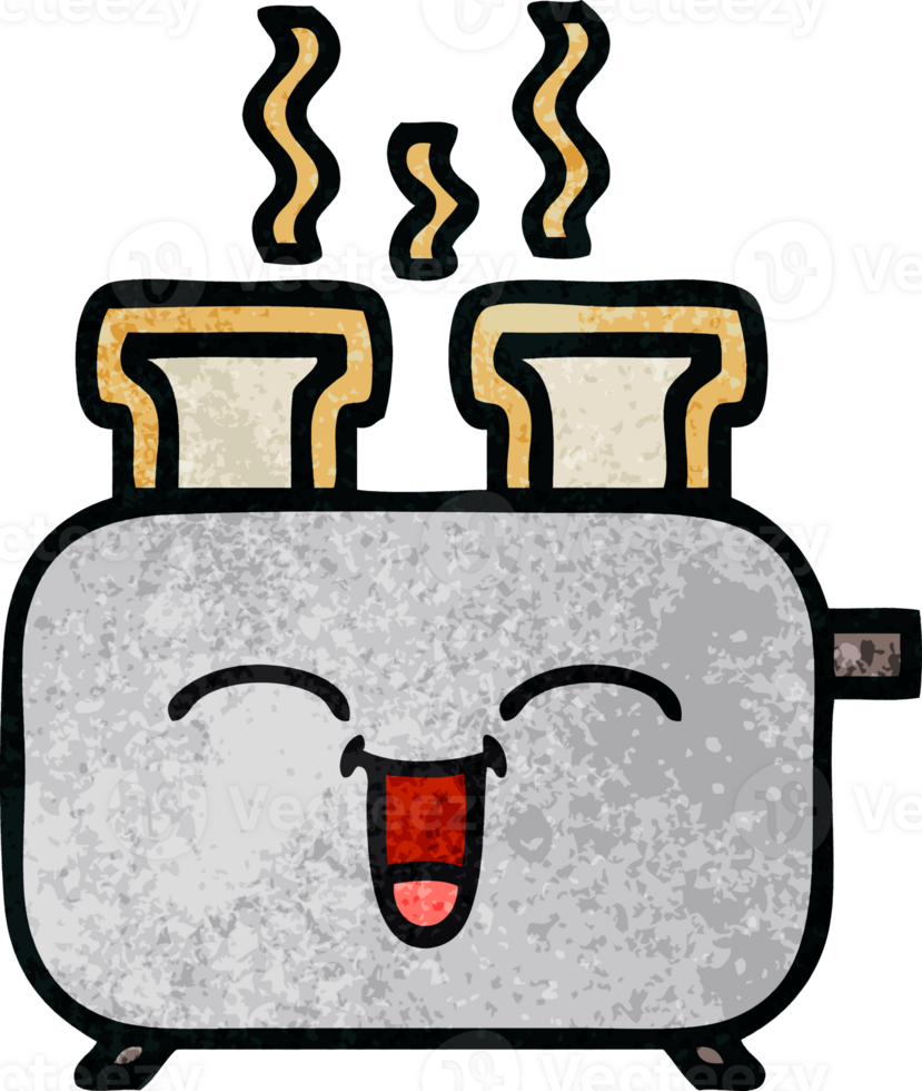 retro grunge texture cartoon of a of a toaster png