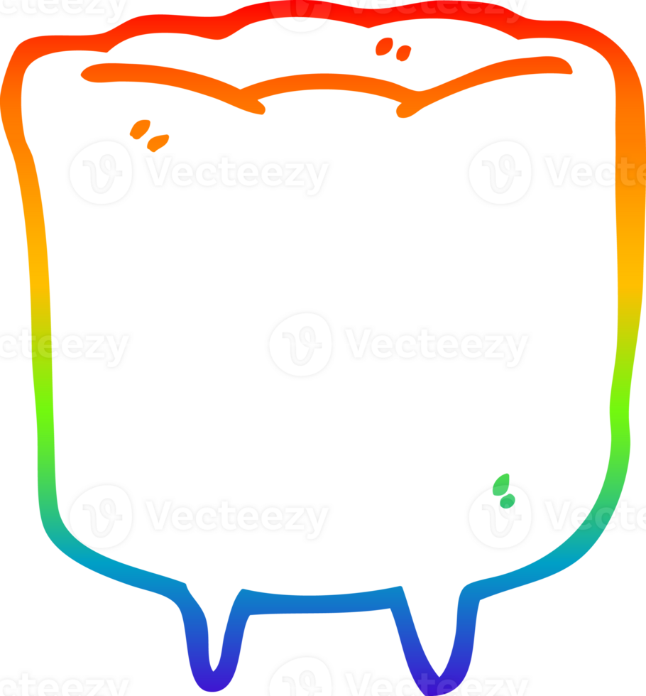 rainbow gradient line drawing of a cartoon tooth png