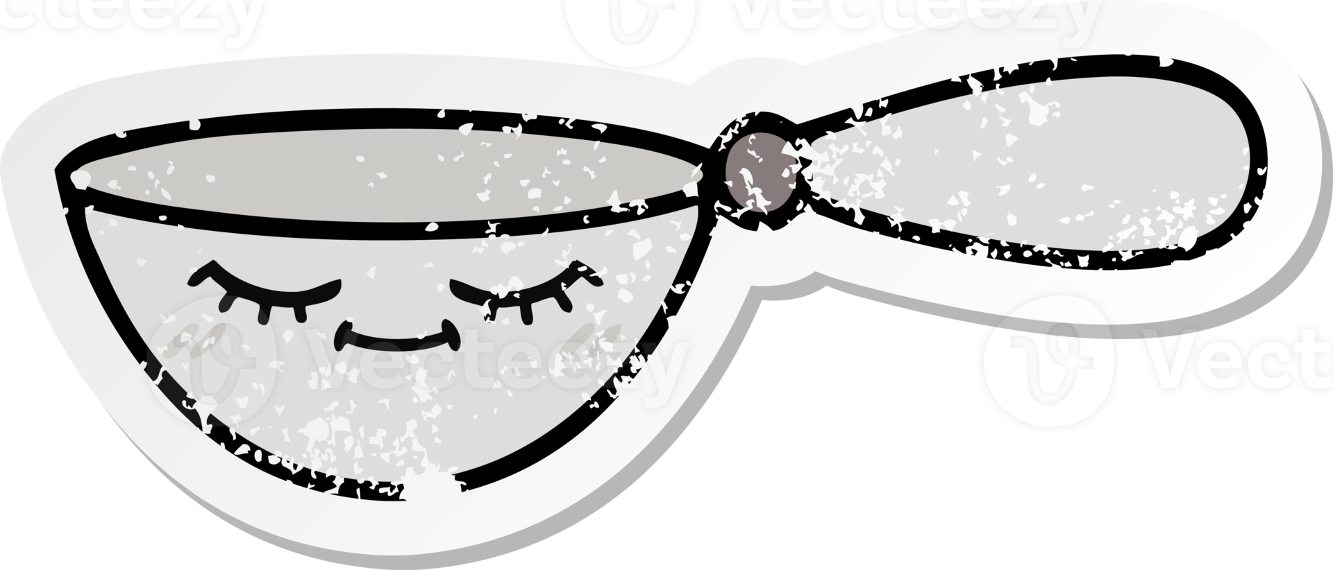 distressed sticker of a cute cartoon measuring spoon png