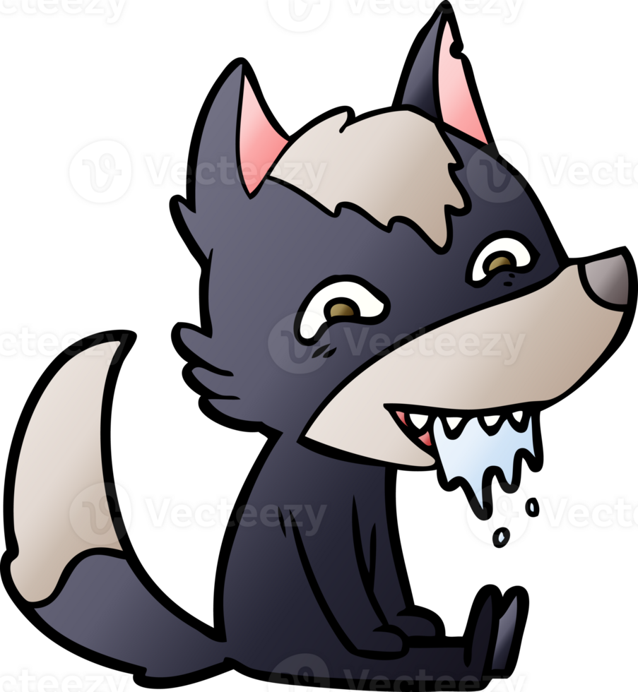 cartoon hungry wolf sitting waiting png