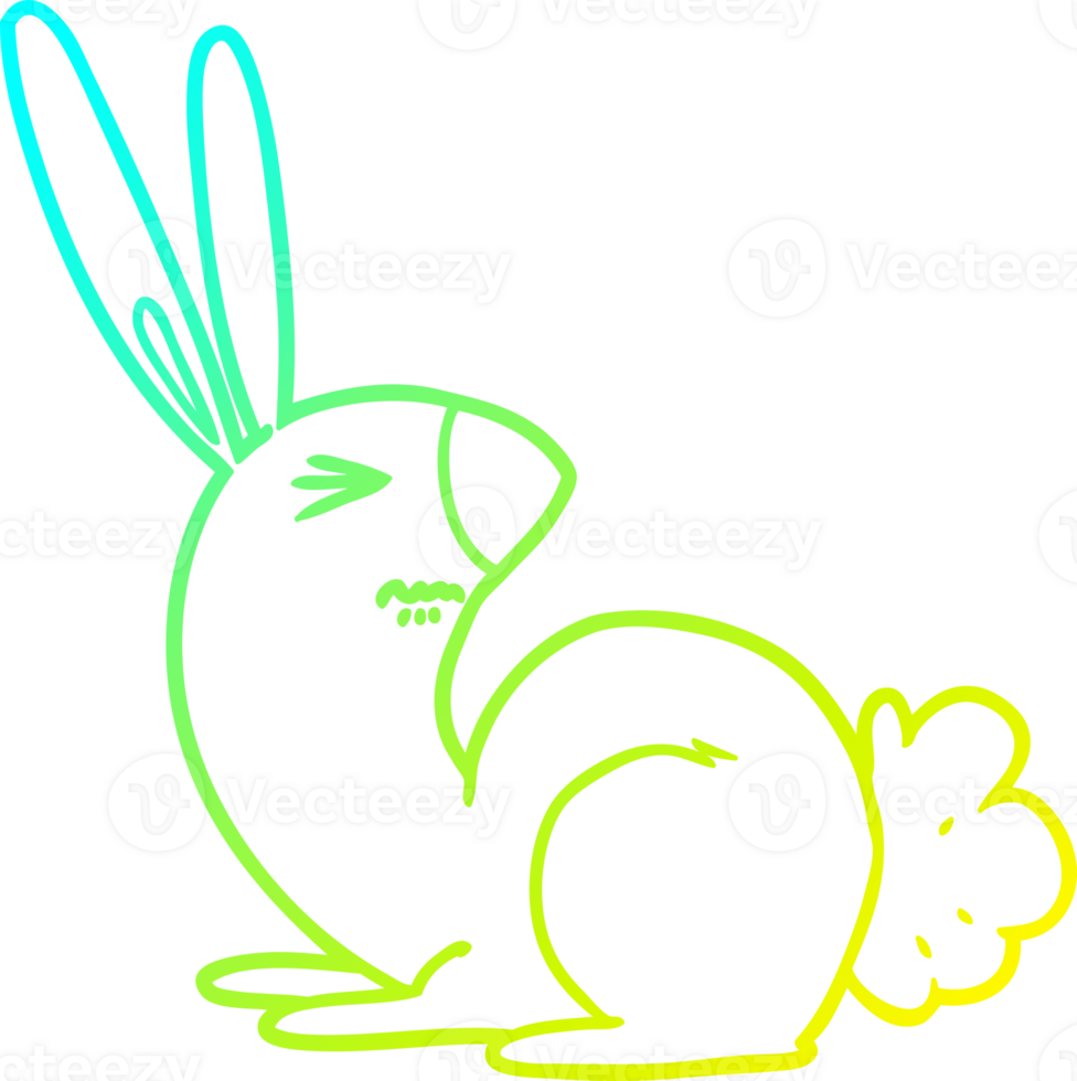 cold gradient line drawing of a cartoon annoyed rabbit png