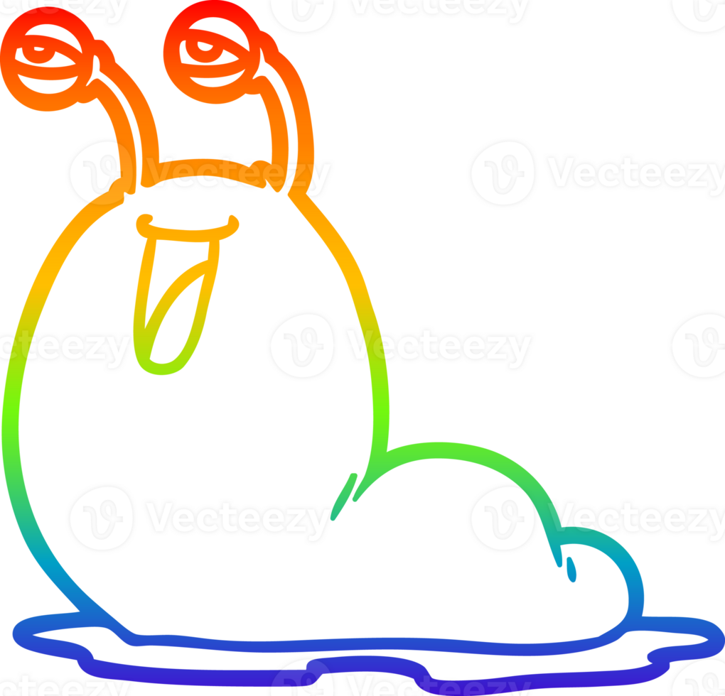 rainbow gradient line drawing of a gross cartoon slug png