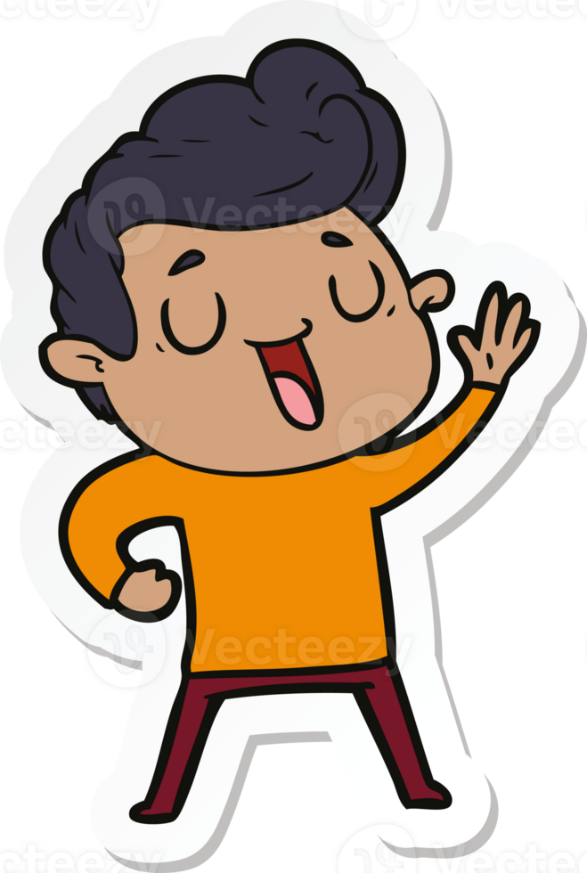sticker of a happy cartoon man png