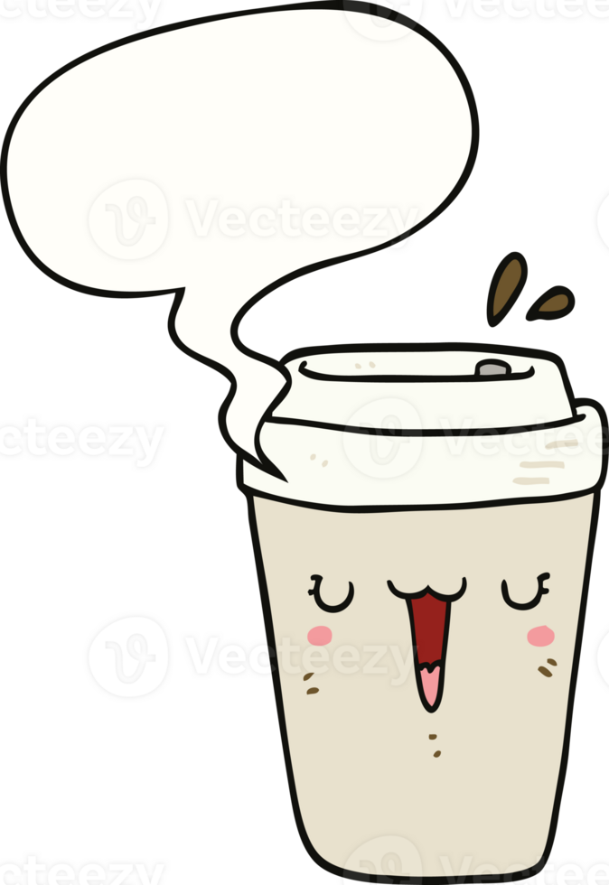 cartoon coffee cup with speech bubble png