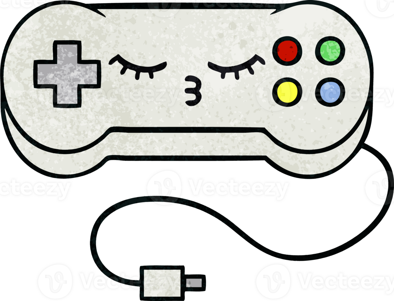 retro grunge texture cartoon of a game controller png