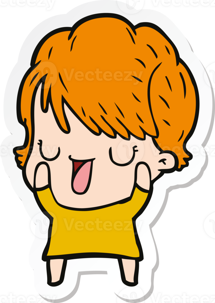 sticker of a cartoon woman talking png