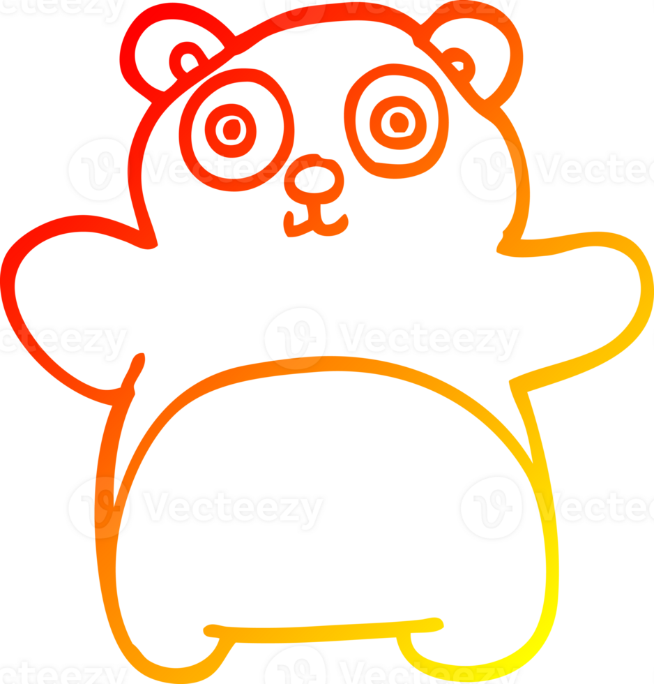 warm gradient line drawing of a cartoon teddy bear png