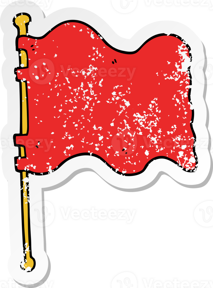 distressed sticker of a cartoon flag png