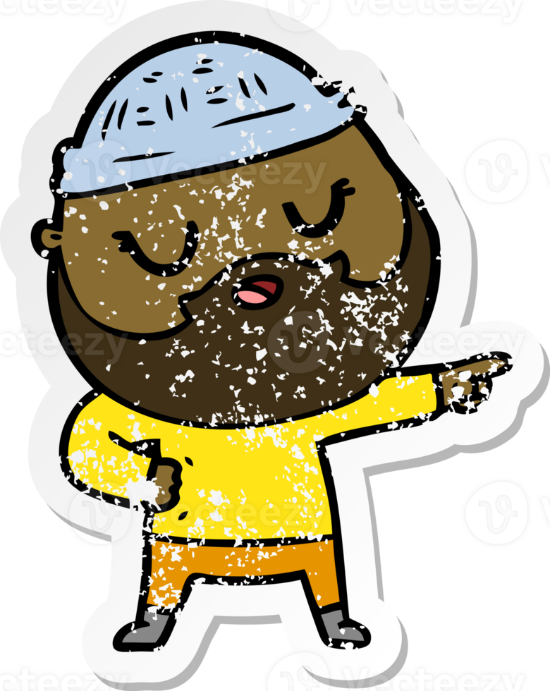 distressed sticker of a cartoon man with beard png