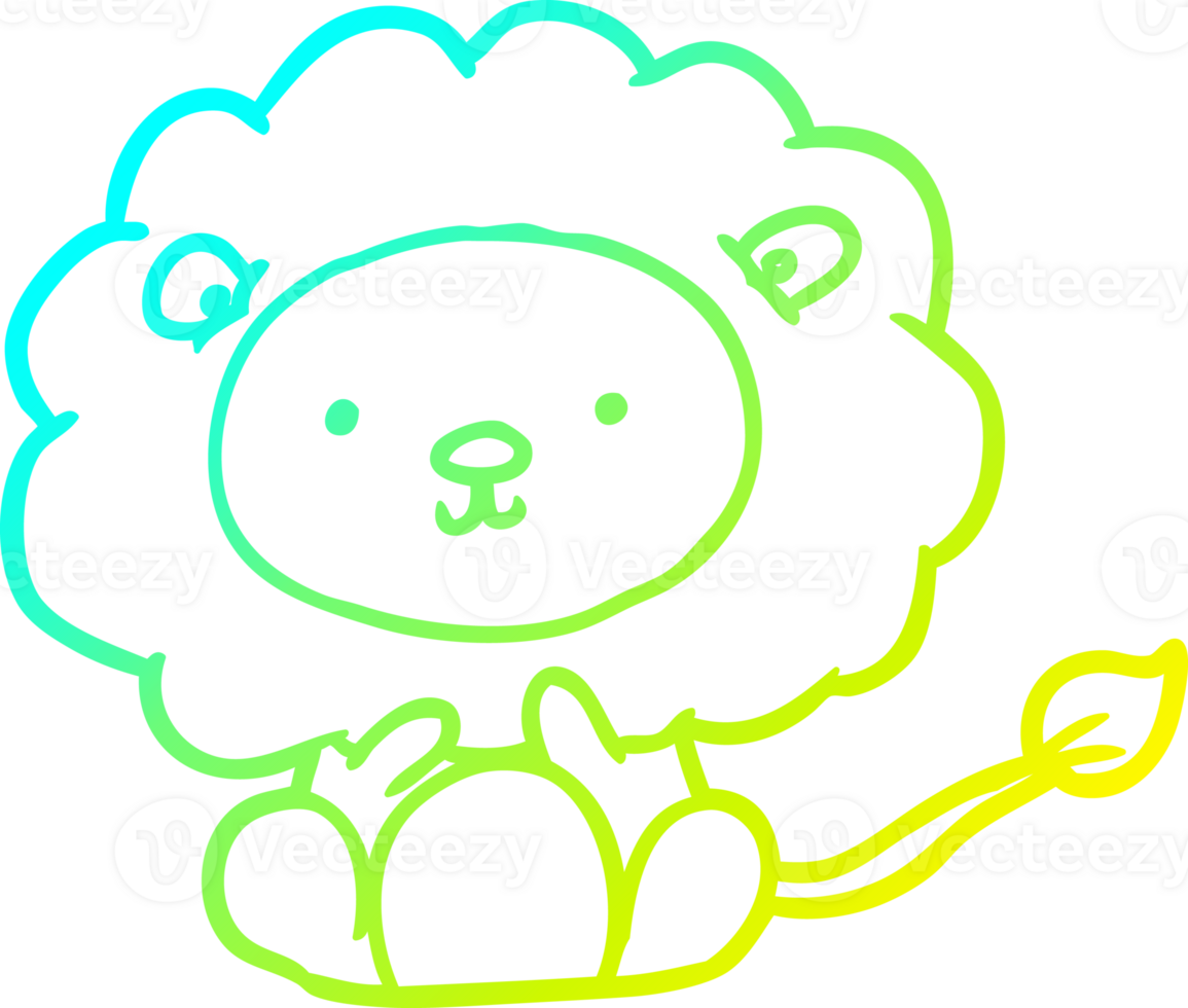 cold gradient line drawing of a cute lion png
