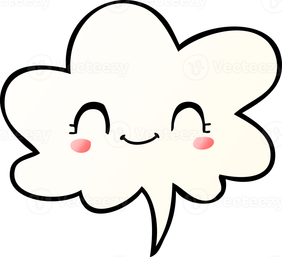 cute cartoon face with speech bubble in smooth gradient style png