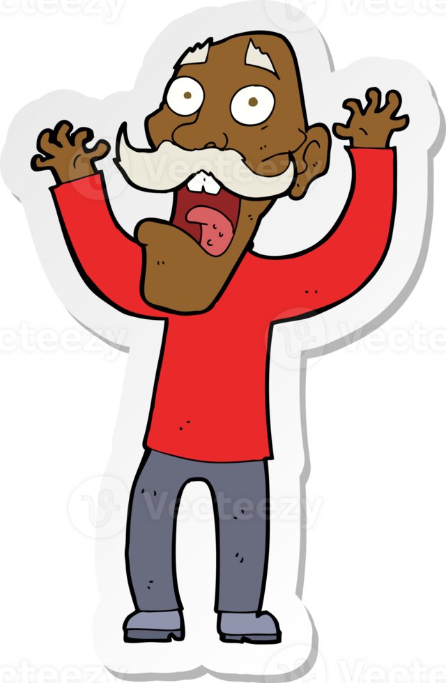 sticker of a cartoon old man getting a fright png