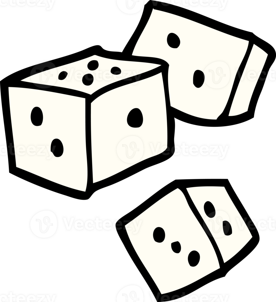 hand drawn doodle style cartoon dice png