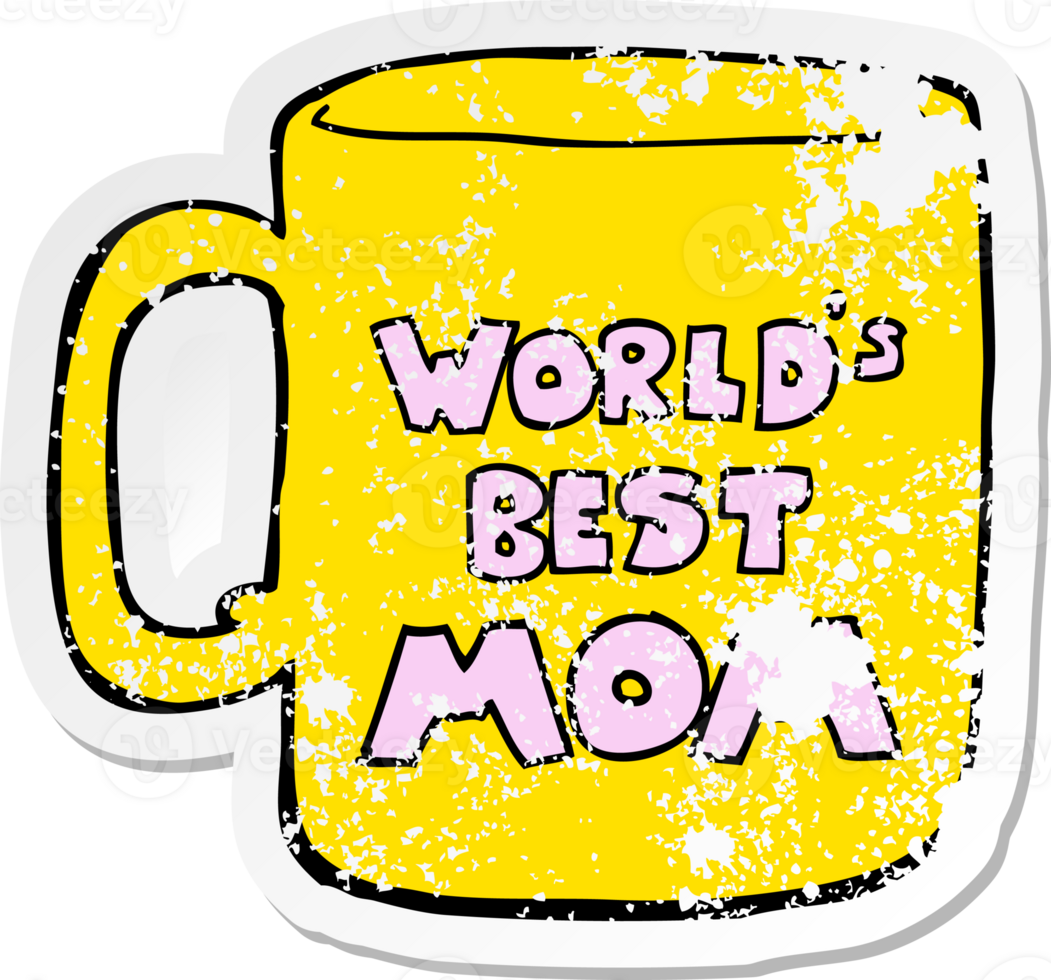 distressed sticker of a worlds best mom mug png