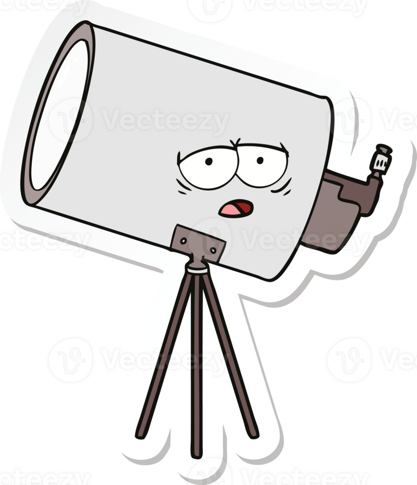 sticker of a cartoon bored telescope with face png