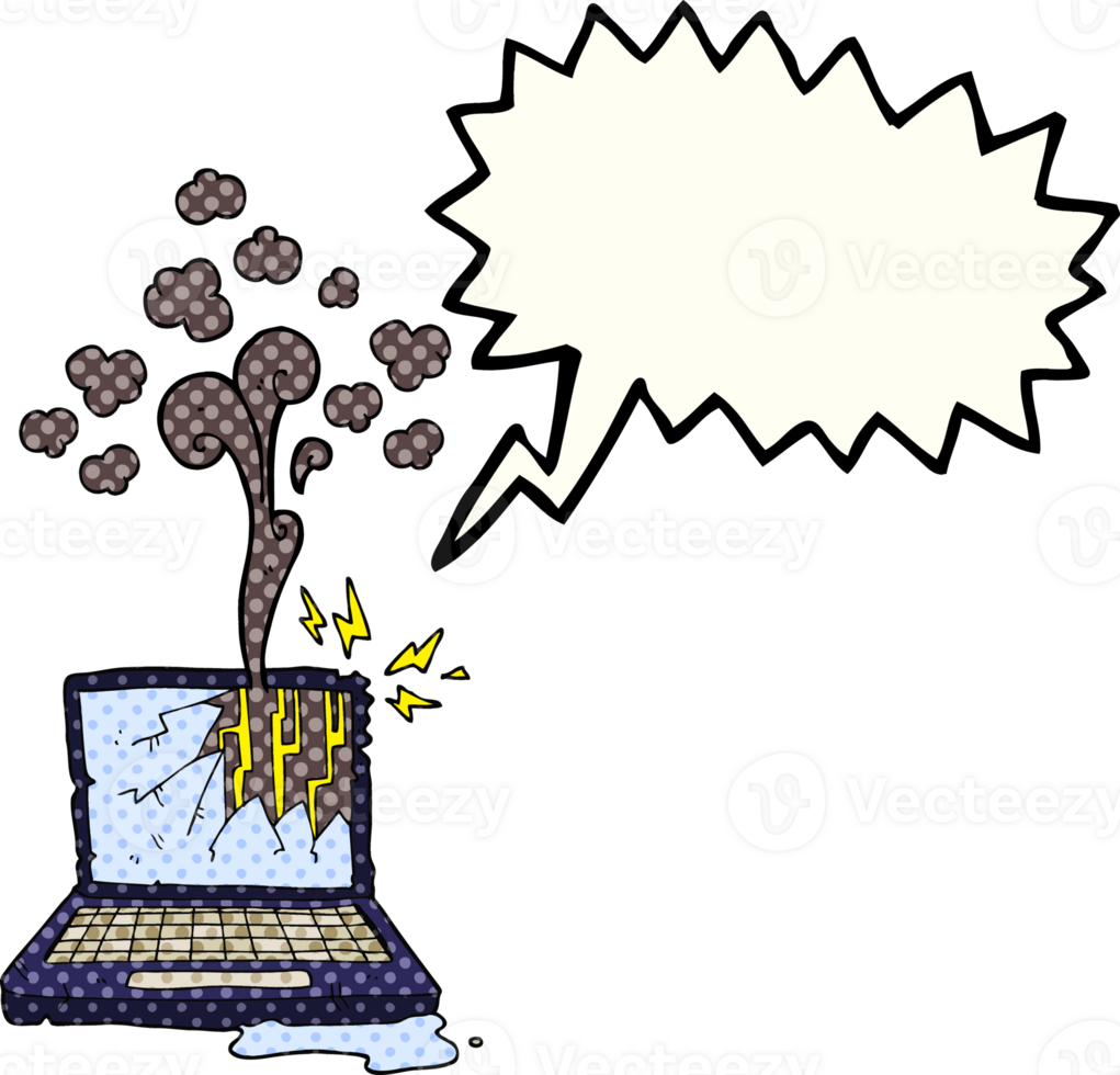 hand drawn comic book speech bubble cartoon broken computer png