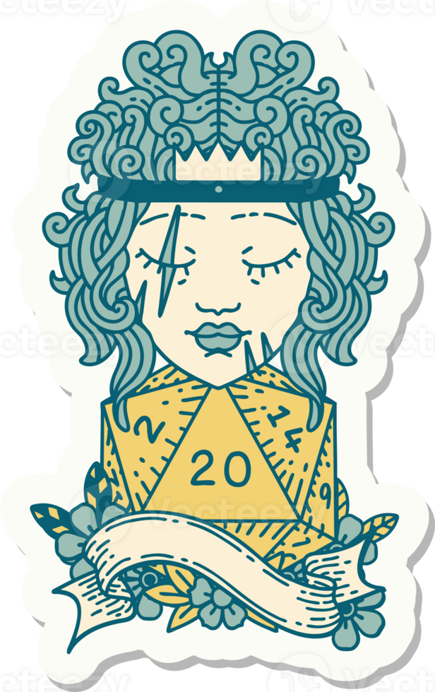 sticker of a human barbarian with natural twenty dice roll png