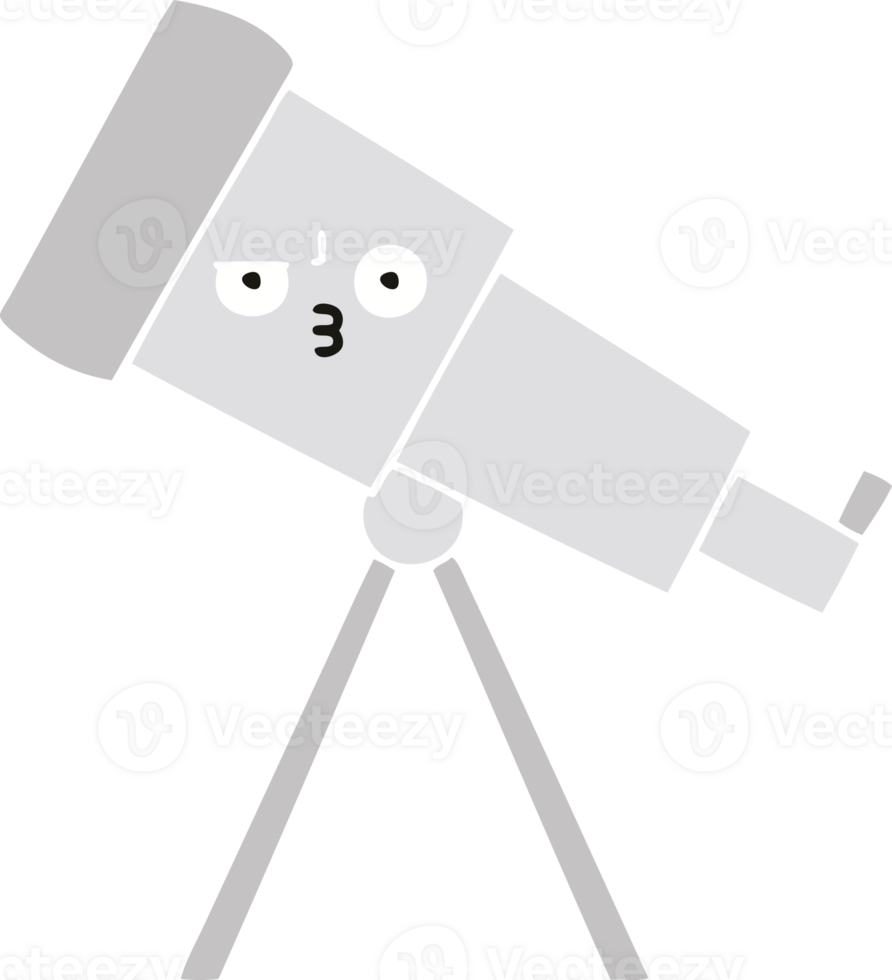 flat color retro cartoon of a telescope png