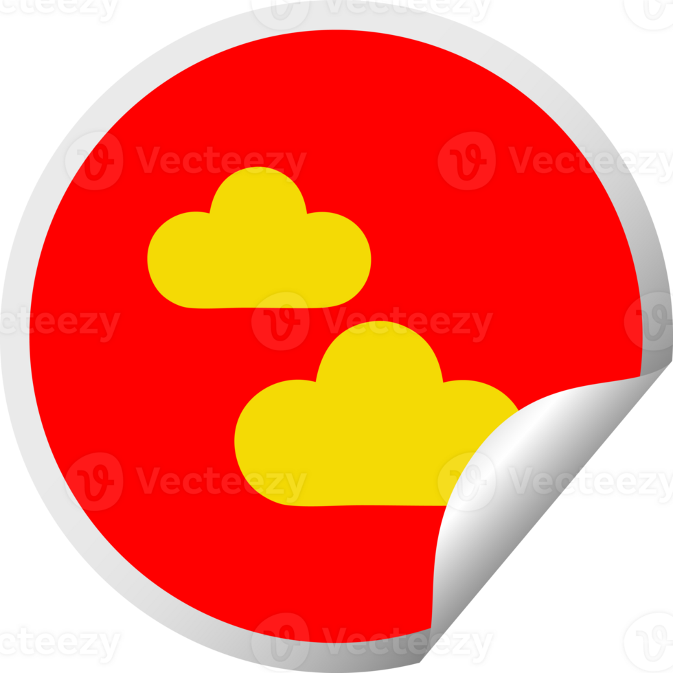 circular peeling sticker cartoon of a snow cloud png