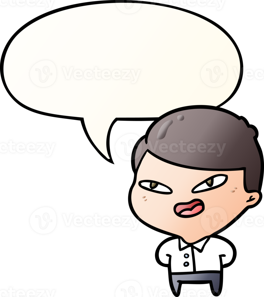 cartoon happy businessman with speech bubble in smooth gradient style png
