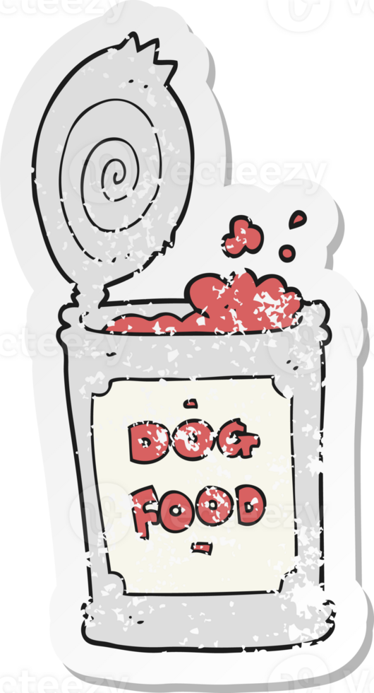retro distressed sticker of a cartoon dog food png
