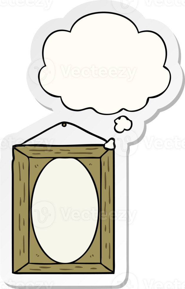 picture frame with thought bubble as a printed sticker png