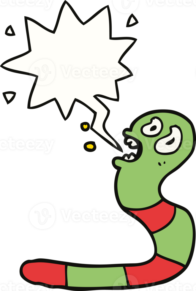 cartoon frightened worm with speech bubble png