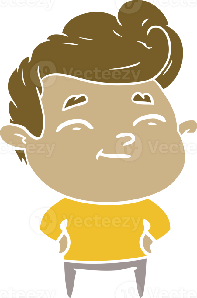 happy flat color style cartoon man png