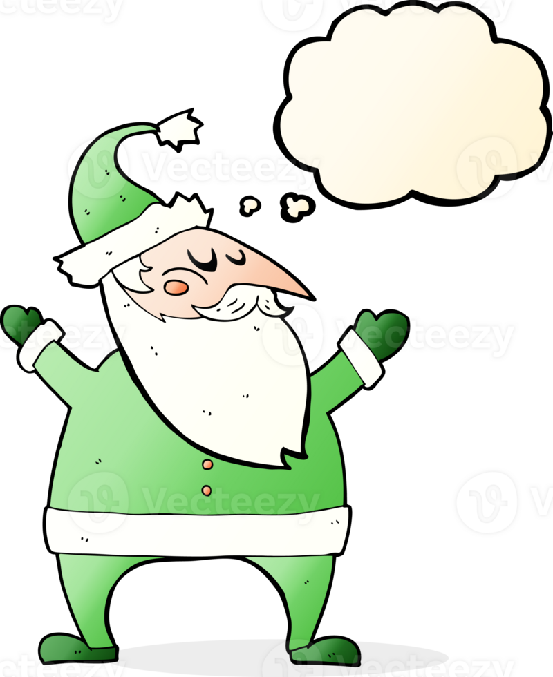 cartoon santa claus with thought bubble png
