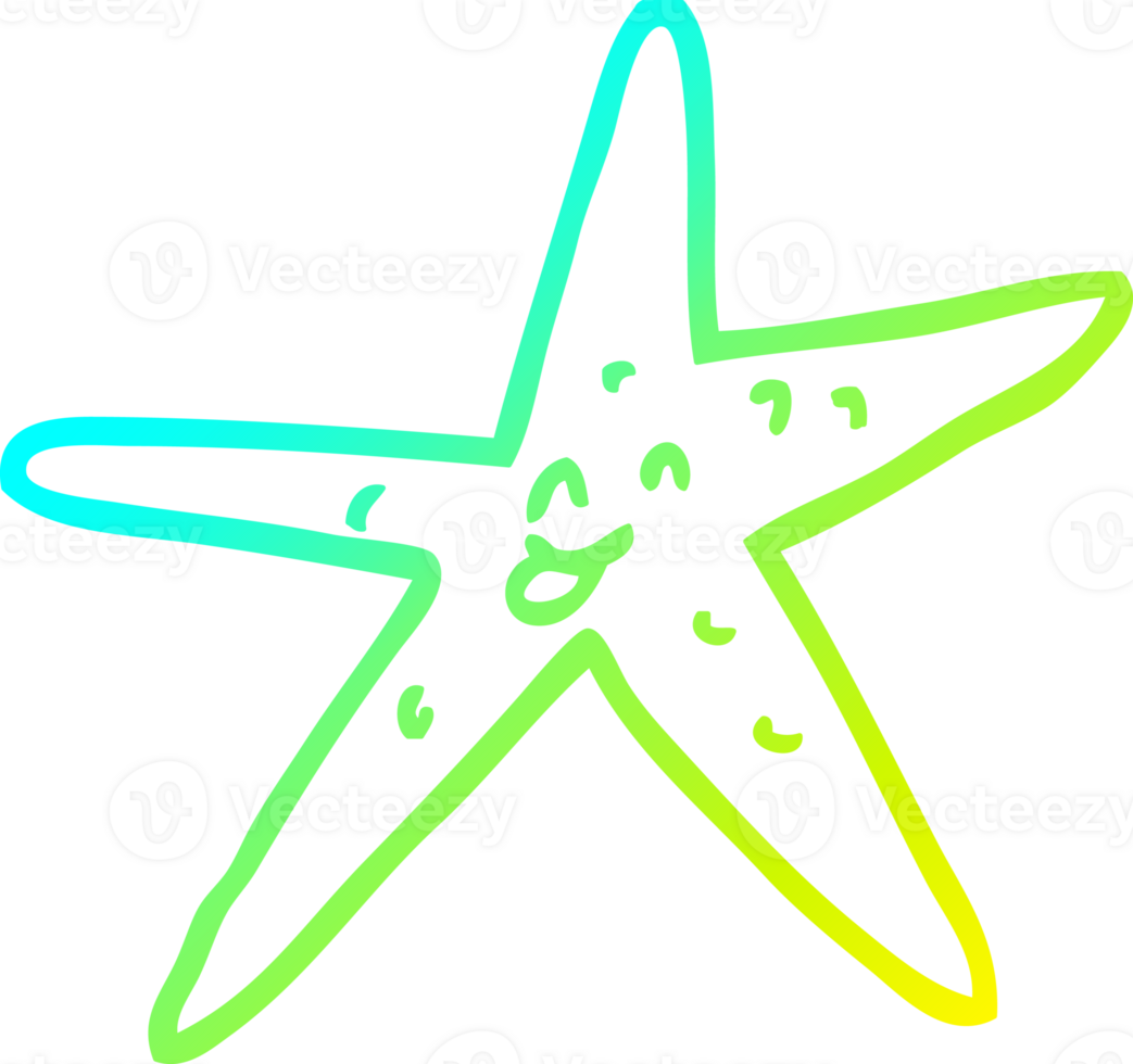 cold gradient line drawing of a cartoon star fish png