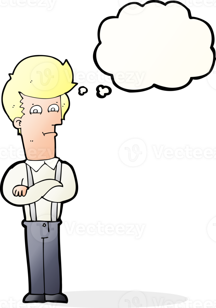 cartoon annoyed man with thought bubble png