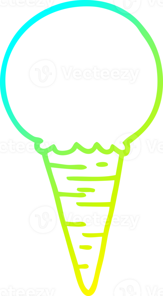 cold gradient line drawing of a cartoon ice cream cone png