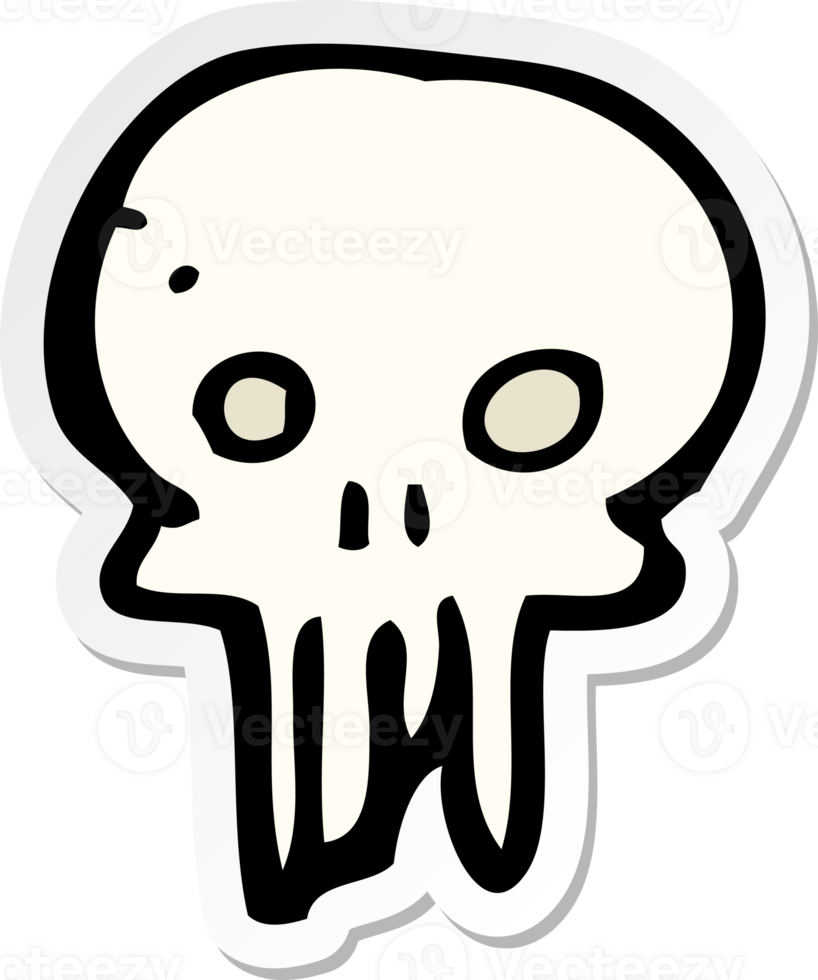sticker of a cartoon spooky skull symbol png