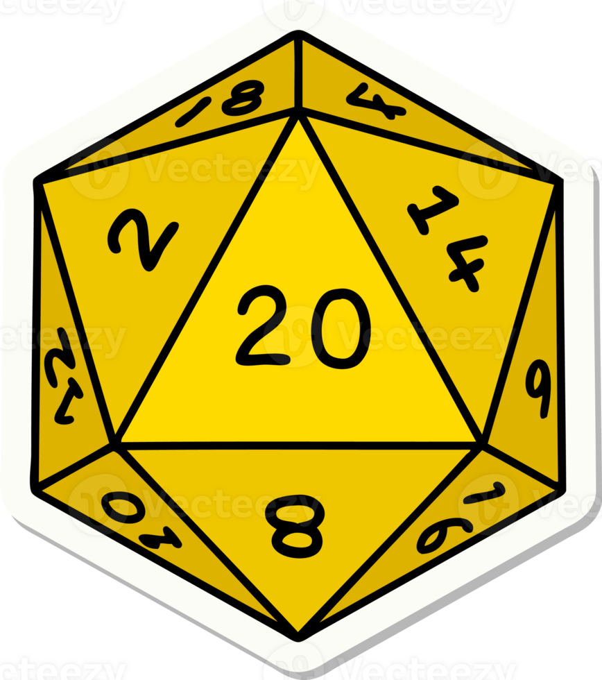 sticker of a natural 20 D20 dice roll png