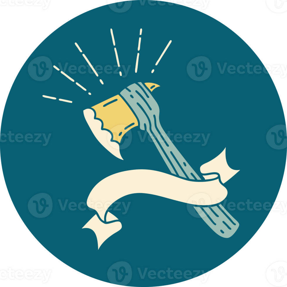 icon of a tattoo style hatchet axe png