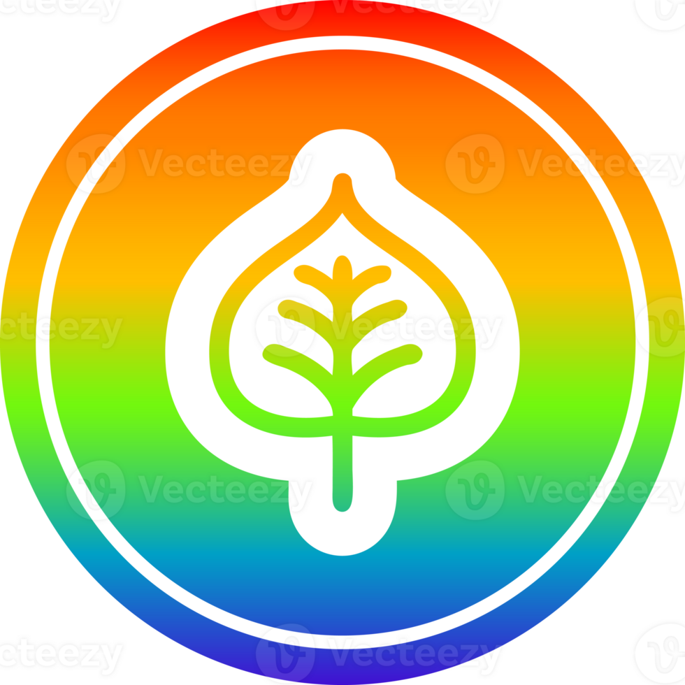 natural leaf circular icon with rainbow gradient finish png