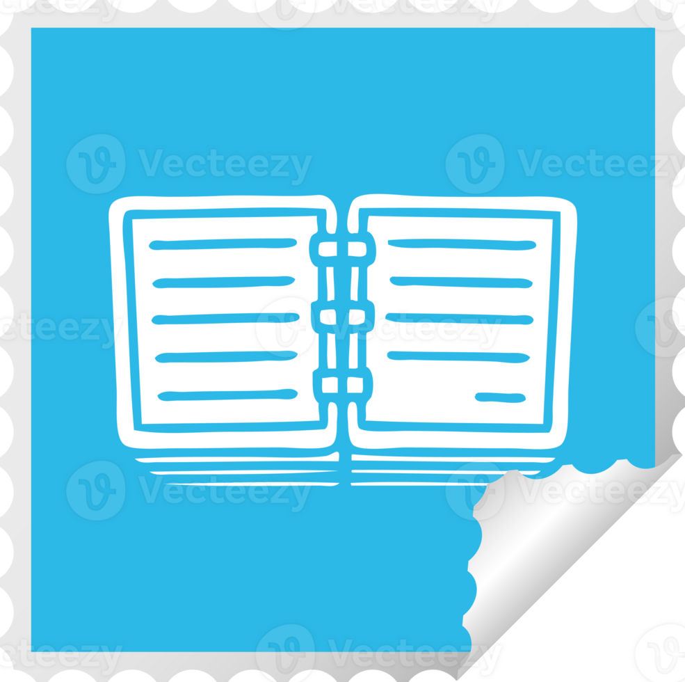 square peeling sticker cartoon of a note book png