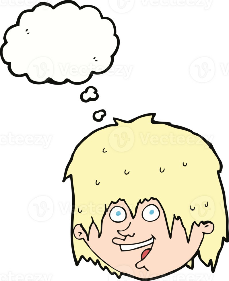 cartoon happy man with thought bubble png