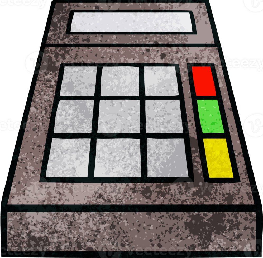 retro grunge texture cartoon of a school calculator png