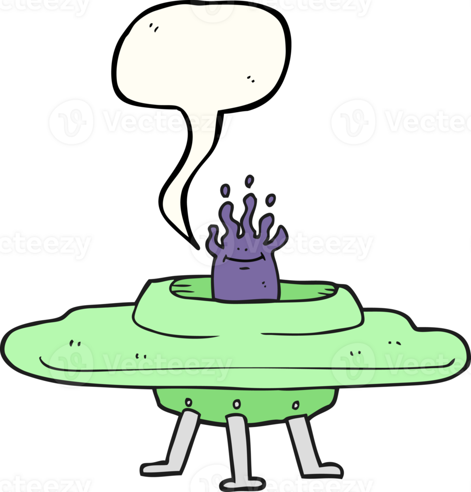 hand drawn speech bubble cartoon flying saucer png