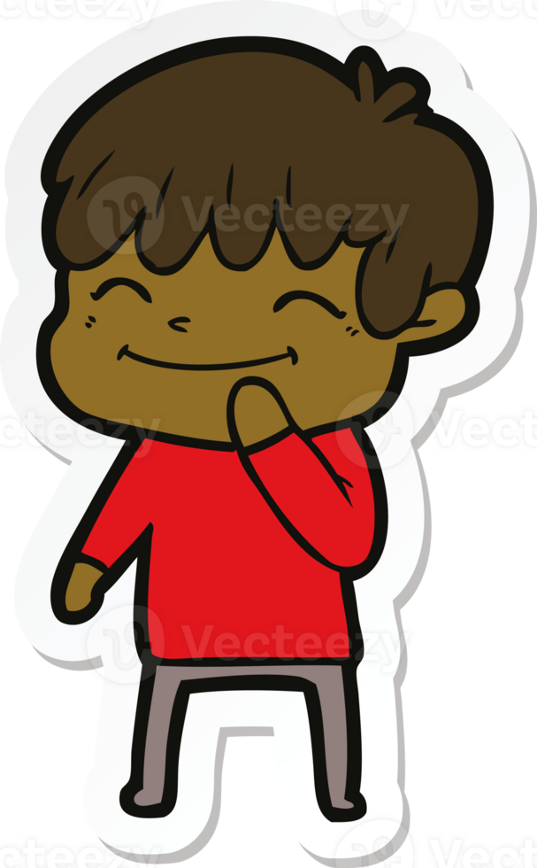 sticker of a cartoon happy boy png
