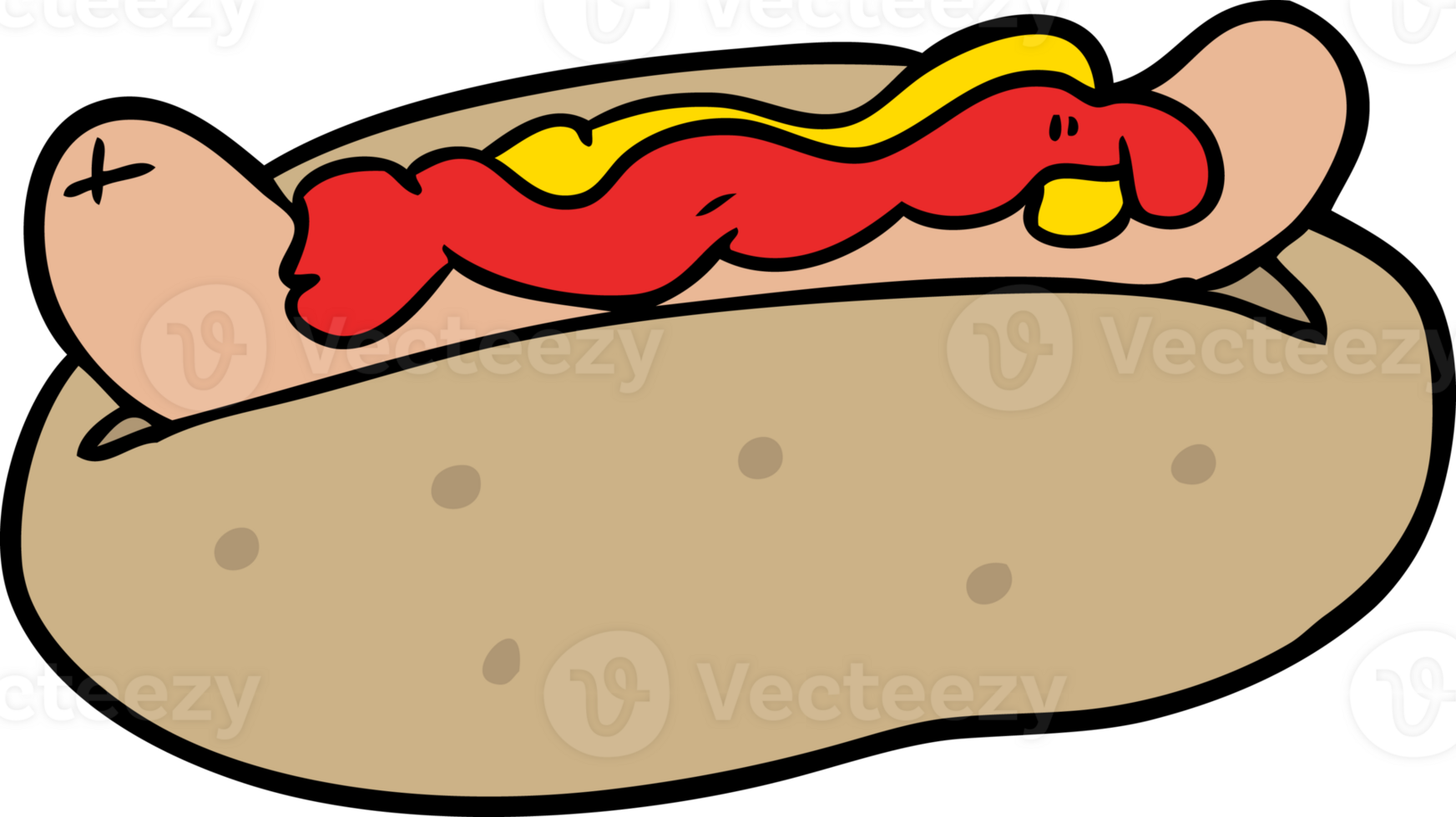 cartoon hotdog with mustard and ketchup png
