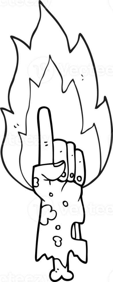 hand drawn black and white cartoon pointing zombie hand png