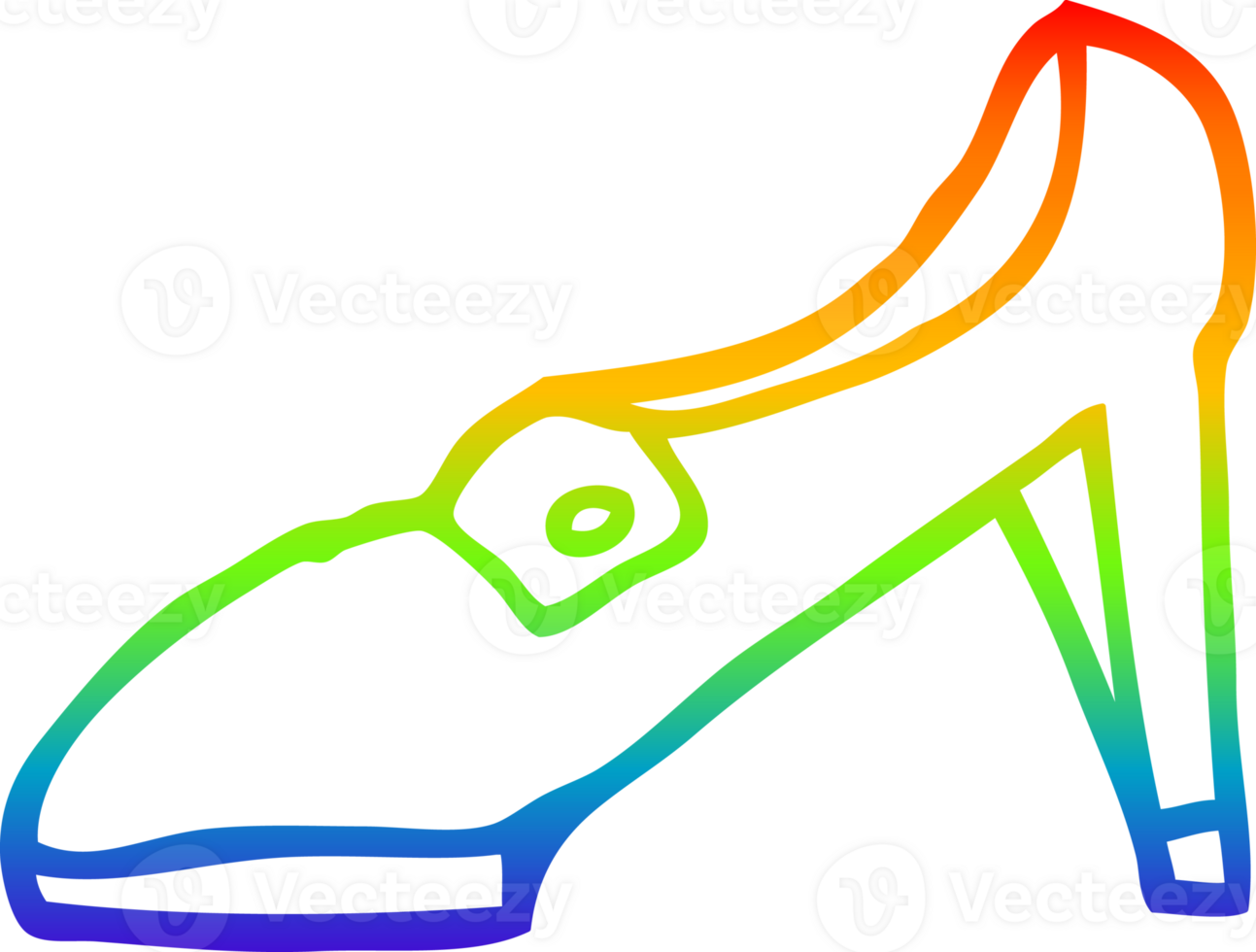 rainbow gradient line drawing of a cartoon red shoe png