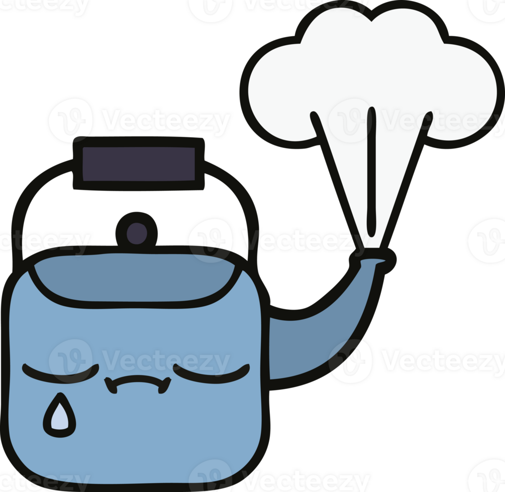 cute cartoon of a steaming kettle png
