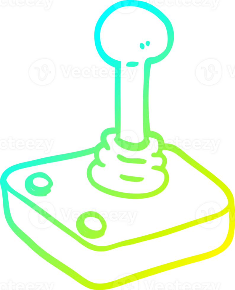 cold gradient line drawing of a cartoon joystick png