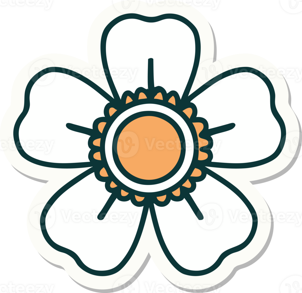 sticker of tattoo in traditional style of a flower png