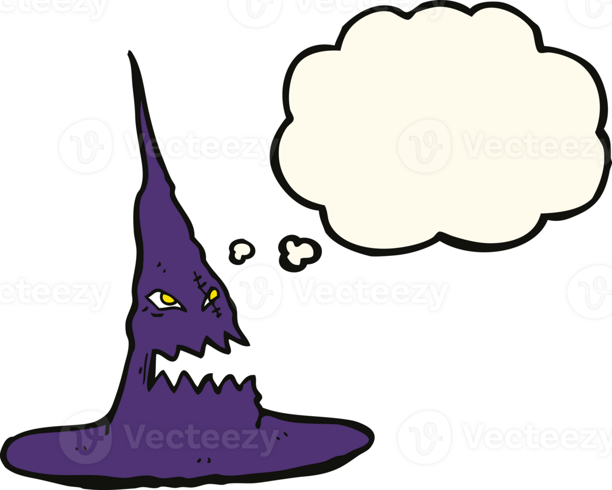 cartoon spooky witches hat with thought bubble png